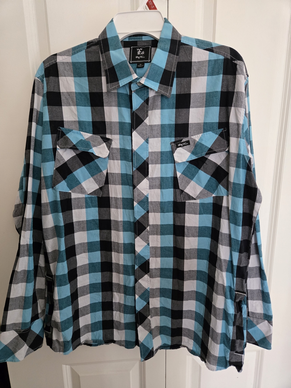 Lrg Blue Black White Plaid Long-Sleeve Shirt - Men's Casual Button-Up